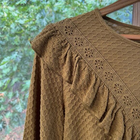 J. Crew Ruffle Front Long Sleeve Knit Top Size XXS. NEW - Picture 4 of 10